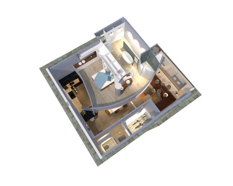 Vue 3D aménagement d'intérieur